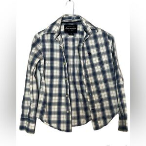 Abercrombie kids Navy and White Checkered Button Up Size Small